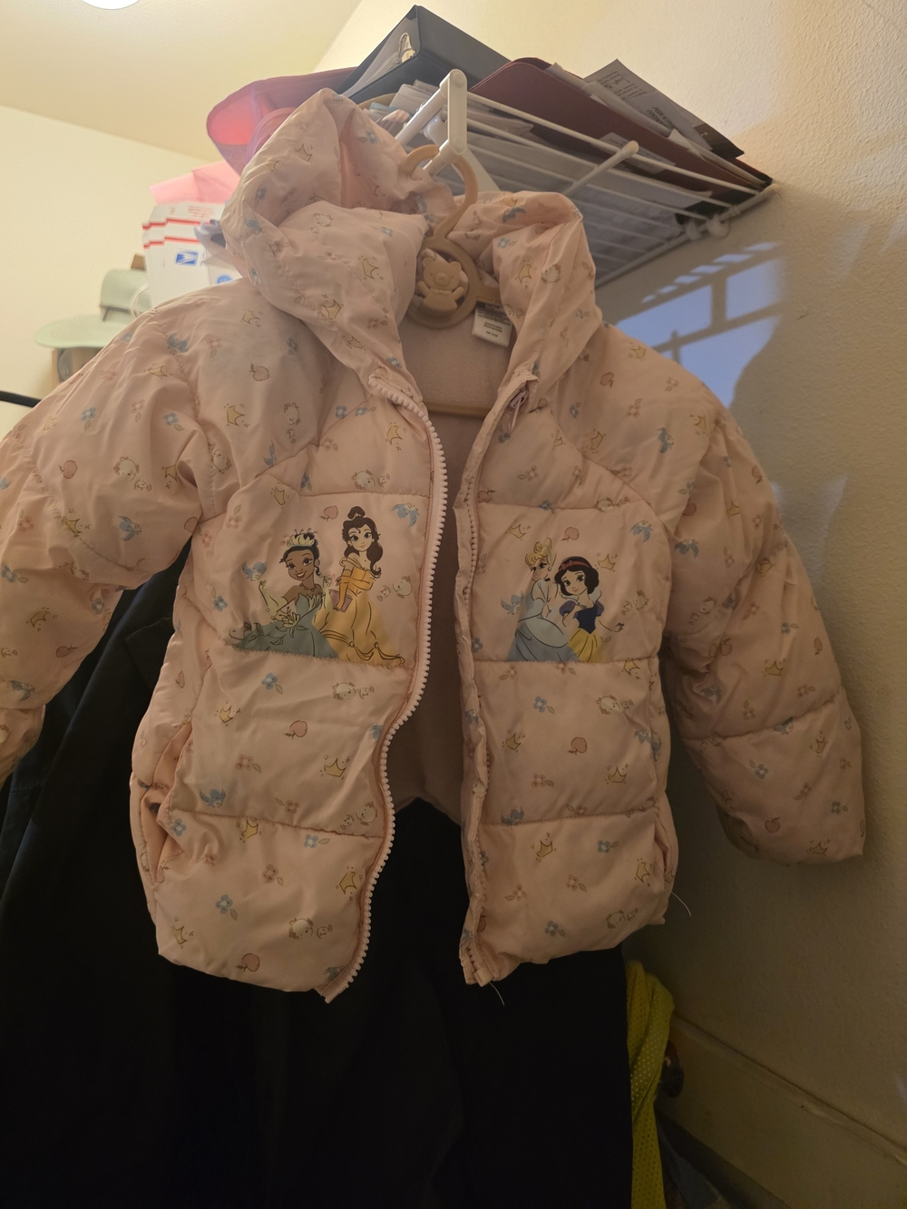 Disney Princess Pink Puffer Jacket Hooded Coat Girls 3T